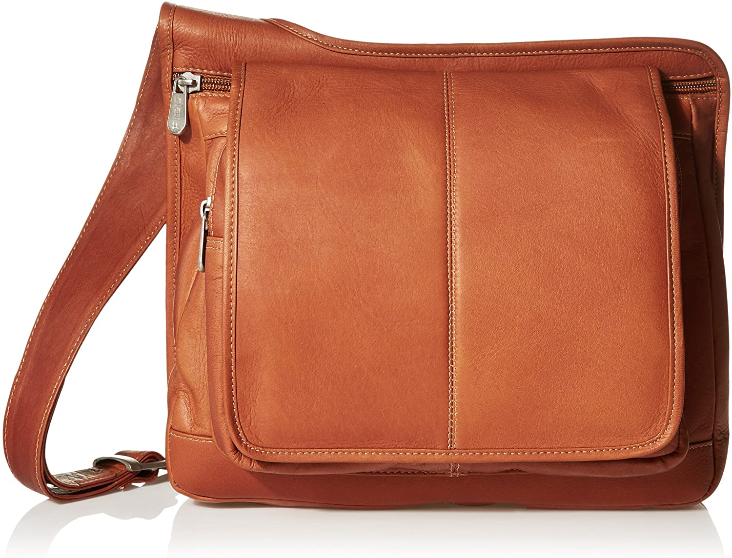Price:$125.41   | Piel Leather Slim Line Flap-Over Ladies Bag, Saddle, One Size | Casual Daypacks
