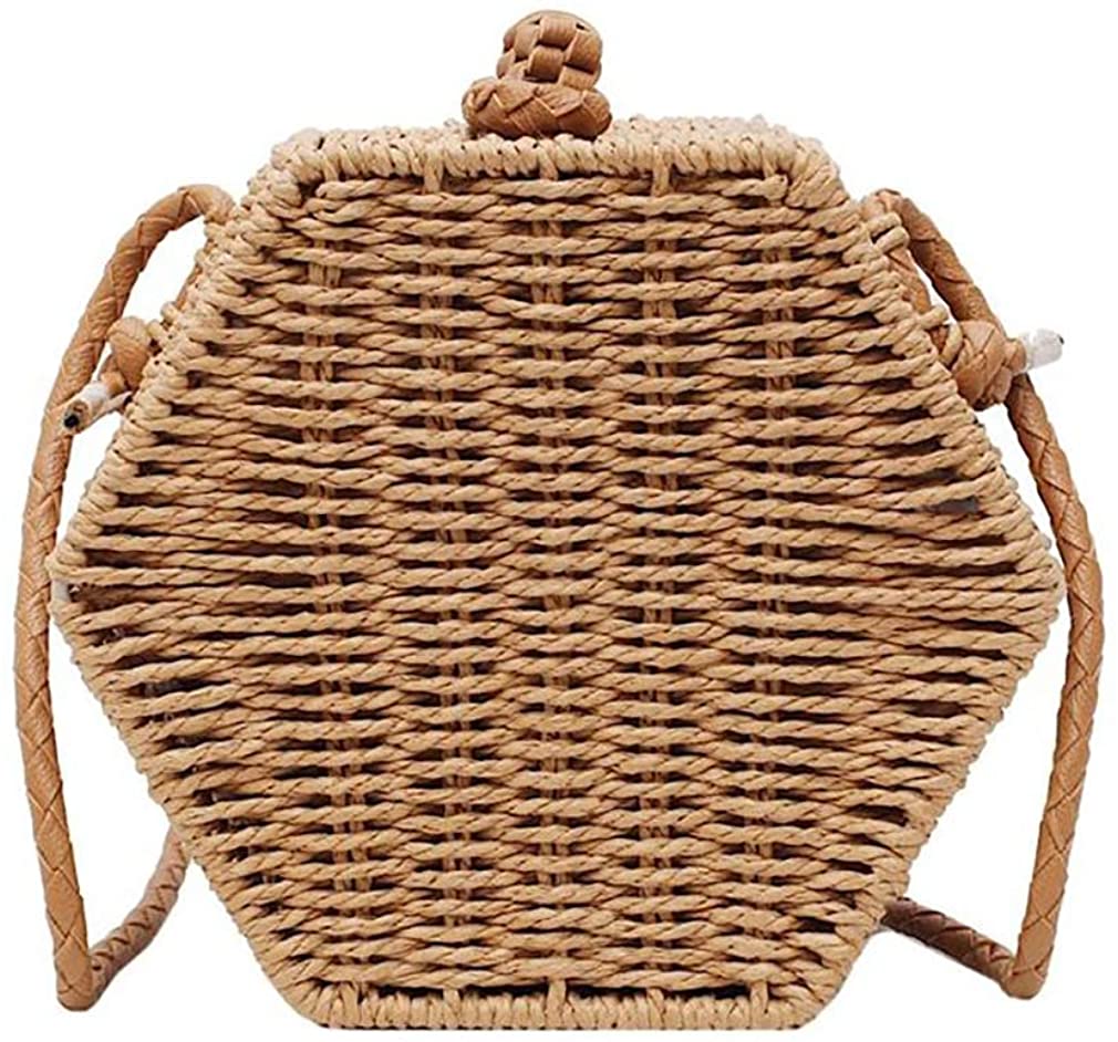 Price:$26.99    NIBD Handwoven Square Straw Rattan Bag Retro Straw Portable Small Box Woven Womens Cross Body Bag Shoulder Messenger Satchel  Clothing