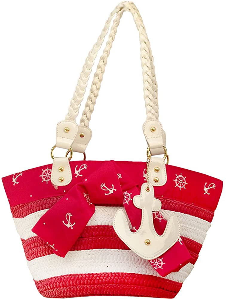 Price:$49.70 Voodoo Vixen Anchor And Wheel Wicker Bag Red  Handbags   