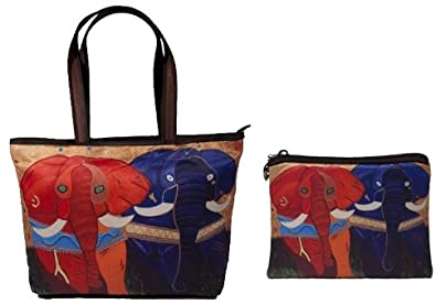 Price:$44.95    Elephant Gift Set - Shoulder Bag and Coin Purse- Support Wildlife Conservation - From My Original Painting, Pride  Clothing