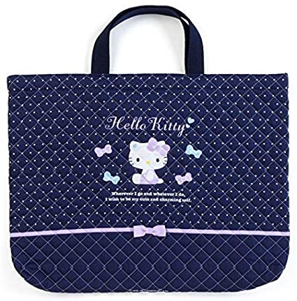 Price:$51.99    MARUSHIN Sanrio Tote Bag Handbag 42x30cm Hello Kitty Navy Blue w/Dots Quilting 219525  Clothing