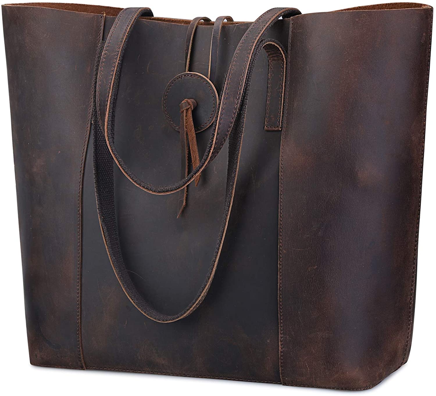 Price:$81.99    S-ZONE Vintage Genuine Leather Tote Bag for Women Large Shoulder Purse Handbag  Clothing