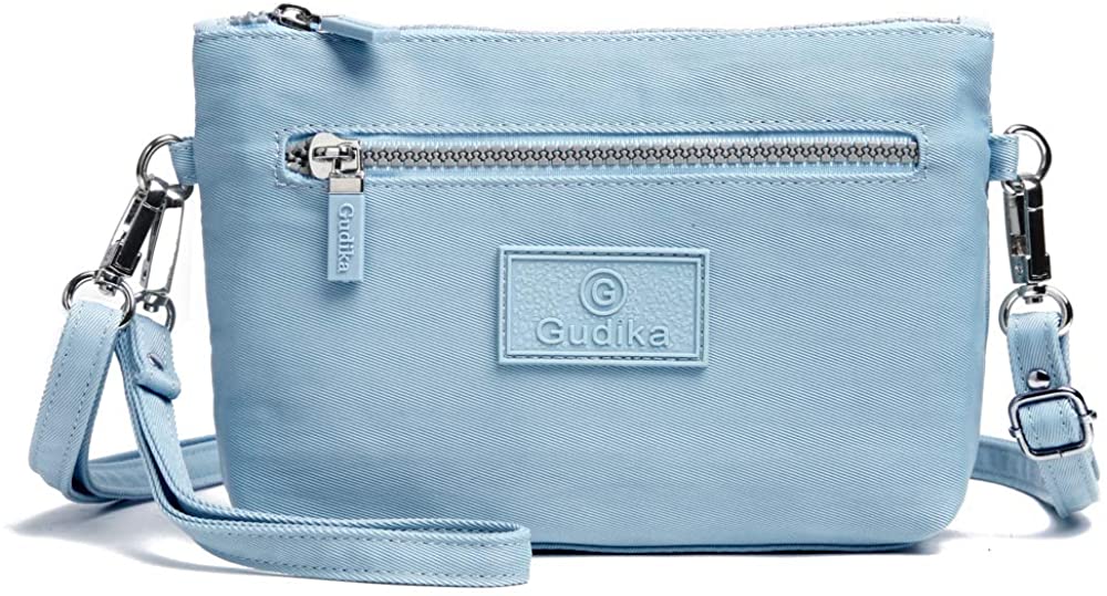 Price:$26.99 Sentient Wolf Women's Nylon Fabric Multi-Function Small Crossbody Bag Small Shoulder Bag Clutch Wallet Mobile Phone Bag(Sky-blue)  Handbags   