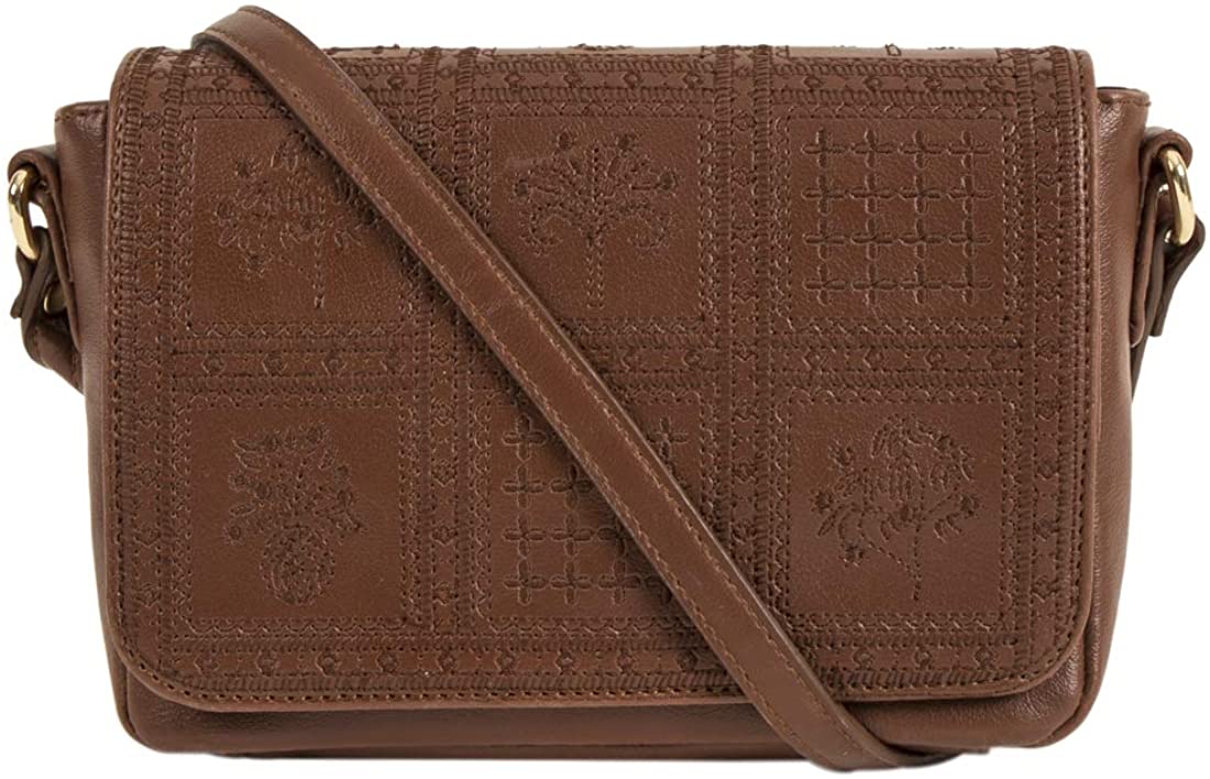 Price:$47.99 Chumbak Vintage Embroidered Crossbody Bag -Tan Brown - Stylish Women's Purse, Over the Shoulder Bag for Girls, Fashion Handbag, Crossover Bag, Messenger Bag, Size 8.6x5.9 inches  Handbags   