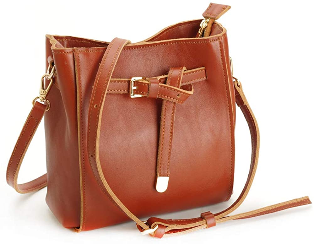 Price:$64.59 Mini Stylish Leather Brown Bucket Bags Women Shoulder Bag, Brown  Handbags   