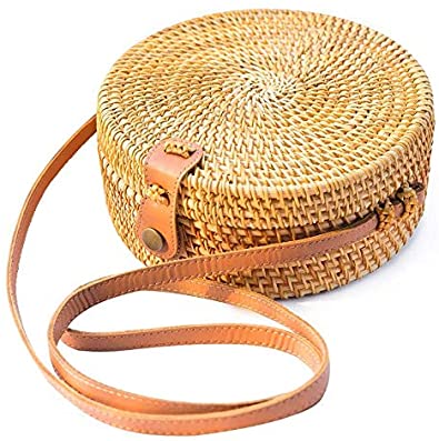 Price:$18.99 Handwoven Round Rattan Bag  Handbags   