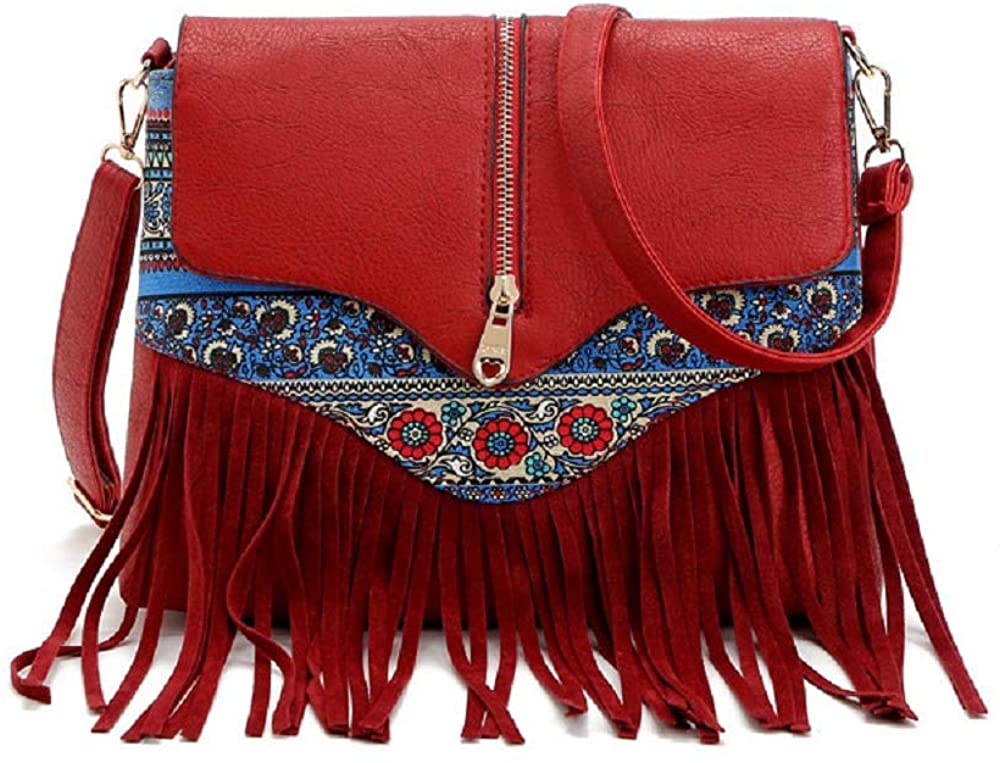 Price:$55.69 Brazilian Suede Style Red Shoulder Bag Crossbody Silhouette for Women  Handbags   