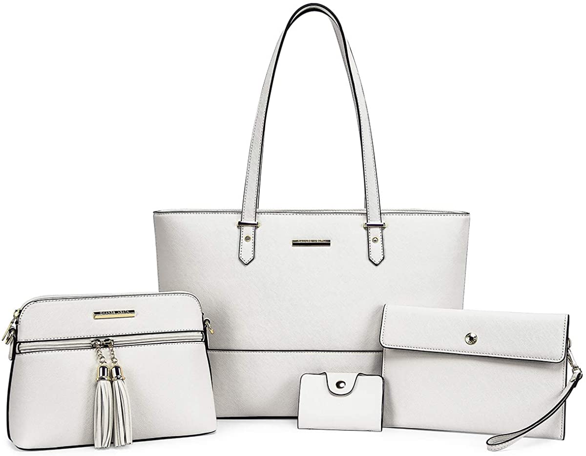 Price:$38.99    CHANRS KEATN Handbags for Women Fashion Tote Shoulder Bags Top Satchel Purses 4pcs Handbag Set (Beige)  Clothing