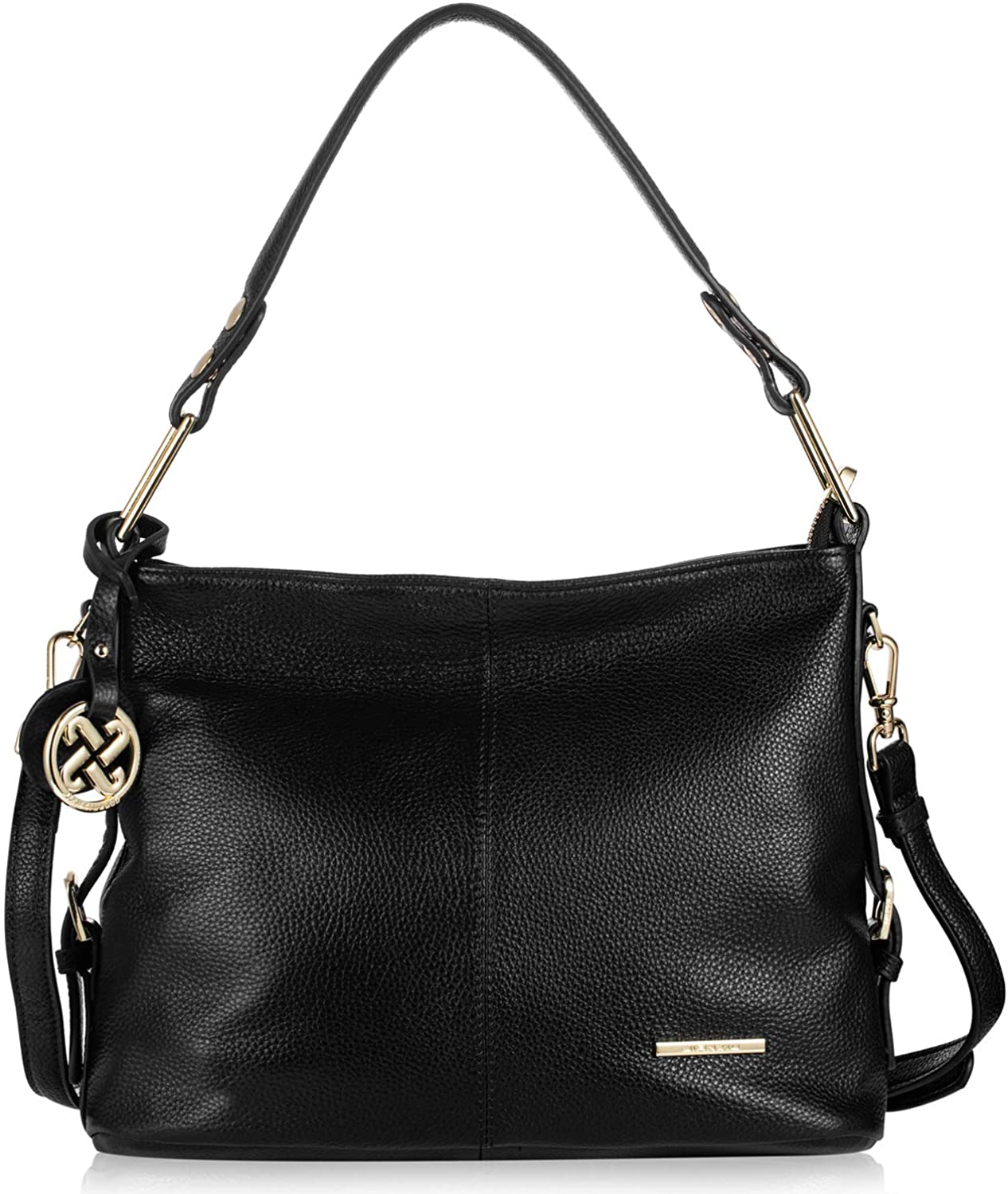 Price:$44.99    Cooserry Hobo Handbags, Genuine Leather Shoulder Crossbody Zipper Bag with Pockets for Women, Black/Light Grey/Rose Pink  Clothing