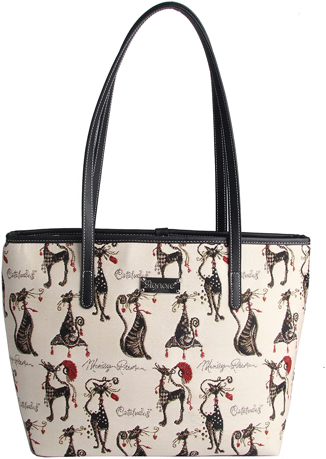 Price:$42.99    Signare Tapestry Shoulder Bag Tote Bag for Women with Catitude Design by Marilyn Robertson (COLL-CUDE)  Clothing