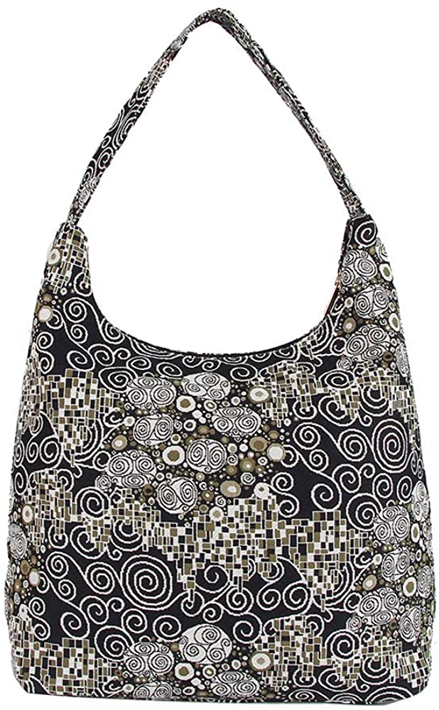 Price:$39.99    Signare Tapestry Hobo Shoulder bag slough purse for Women with Gustav Klimt Black & White Kiss Design (HOBO-KISS)  Clothing
