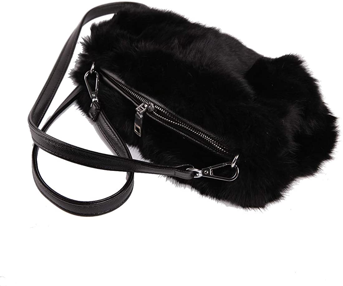 Price:$46.30 URSFUR Women Warm Hand Muff Genuine Rabbit Fur Bag Purse Winter Hand Warmer  Handbags   
