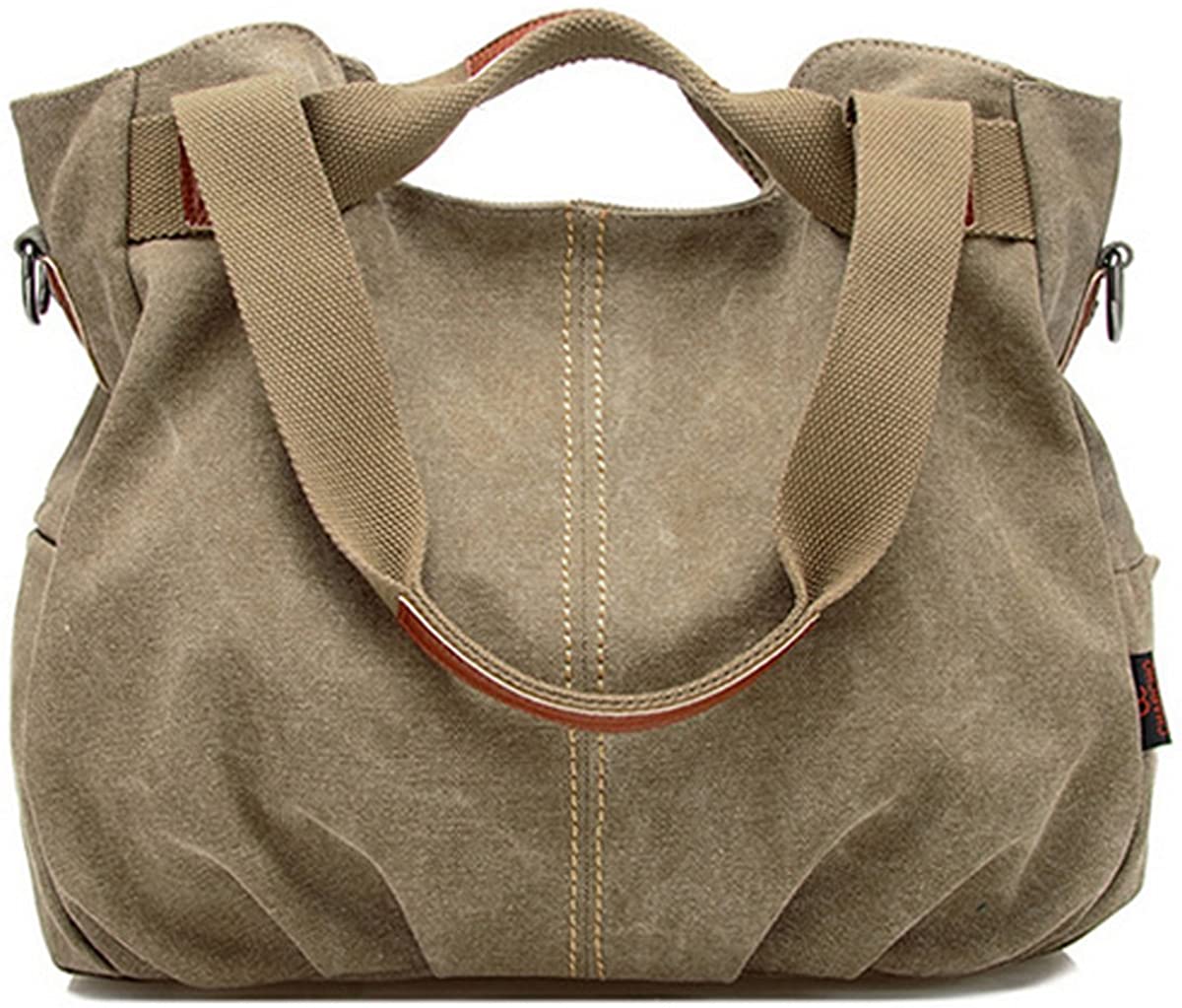 Price:$26.99    CY Women's Beach Bag Casual Canvas Daily Purse Hobo Shoulder Bag Cross-body Handbag Shopping Bag,Khaki  Clothing