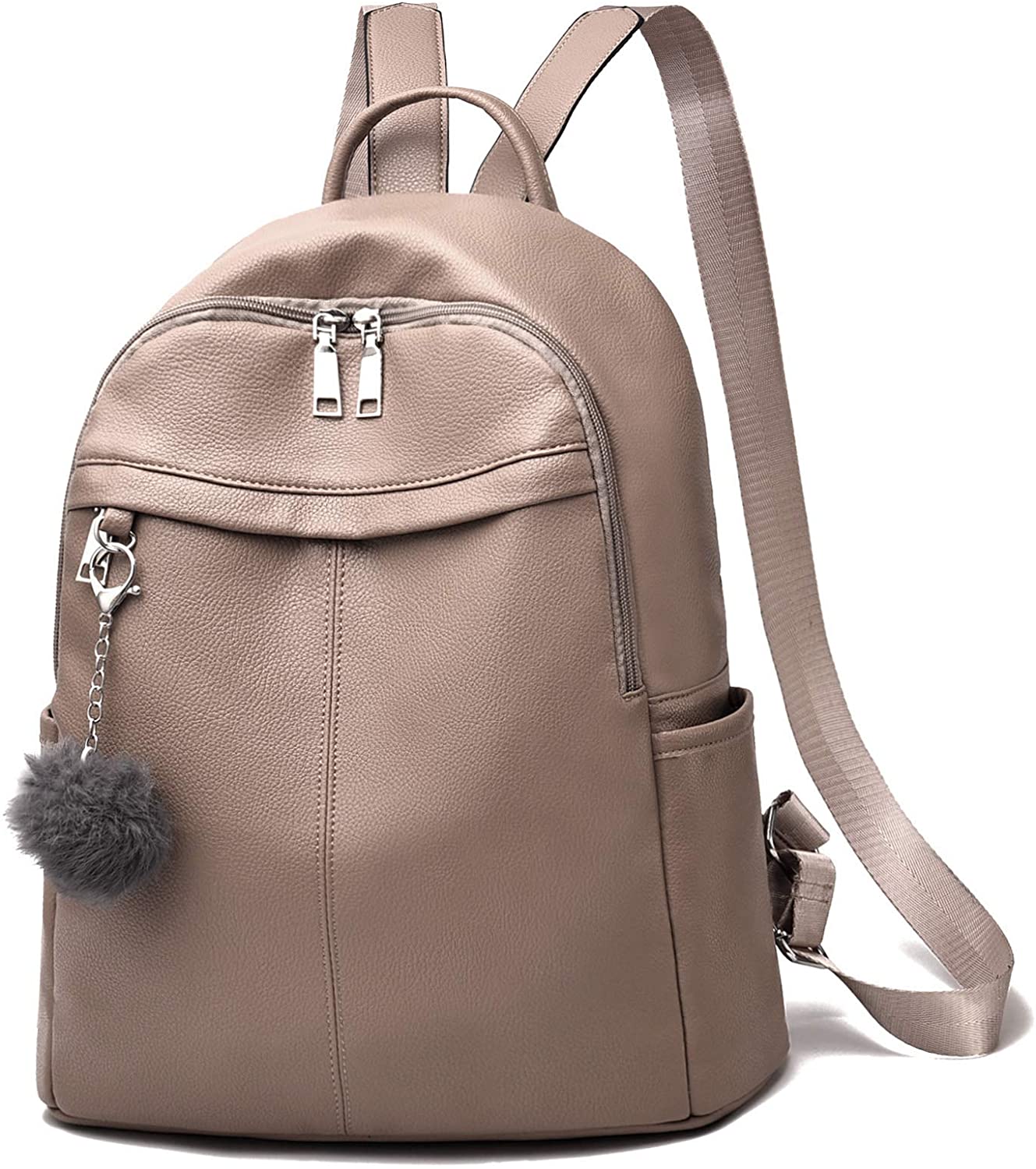 Price:$16.98    Women Backpack Purse Vegan Leather Zipper Pockets Fashion Casual Daypack Shoulder Bag  Clothing