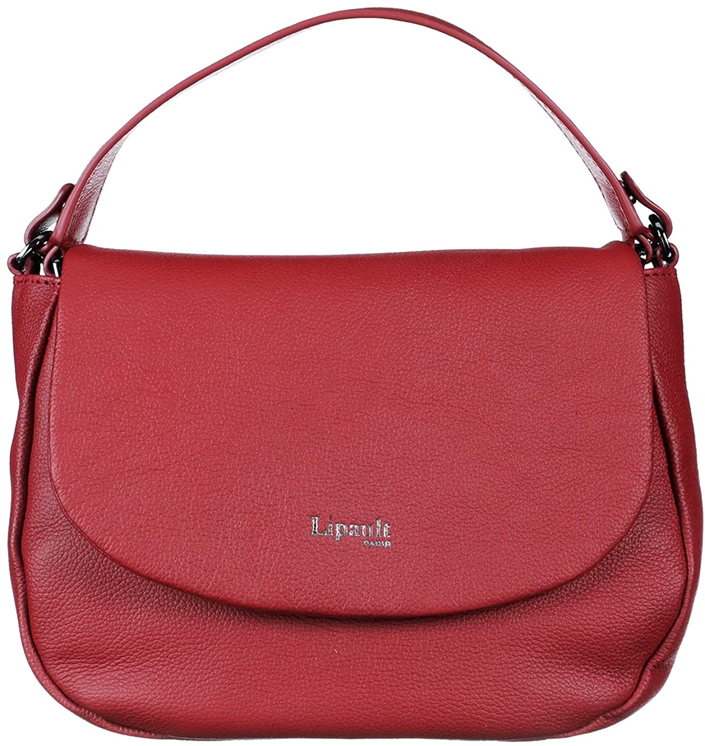 Price:$105.00 Lipault - Plume Elegance Saddle Bag - Chain Strap Shoulder Top Handle Handbag for Women - Ruby  Handbags   