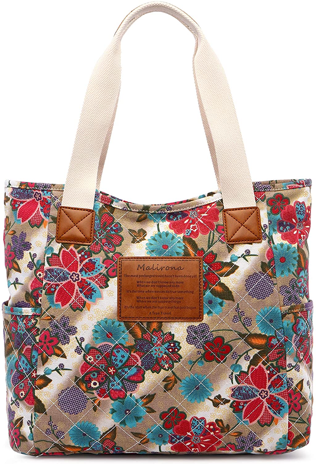 Price:$19.99    Malirona Canvas Beach Bags and Totes for Women Zippered Beach Shoulder Bag (Plum Flower)  Clothing