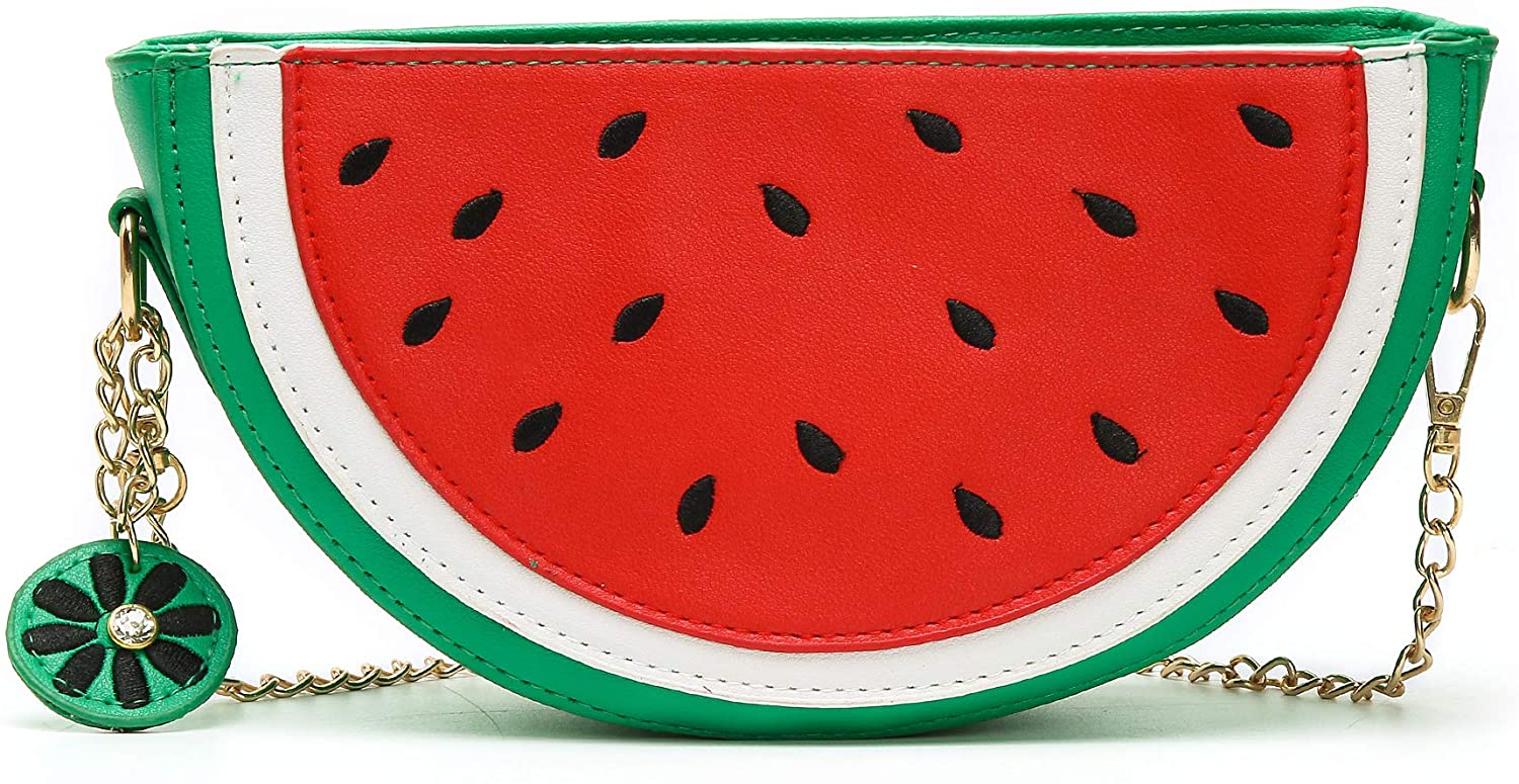 Price:$14.99 Girls Novelty Cute Fruit Watermelon Shaped Shoulder Mini Bag for Women Clutch Purse Cross Body Bag Watermelon  Handbags   