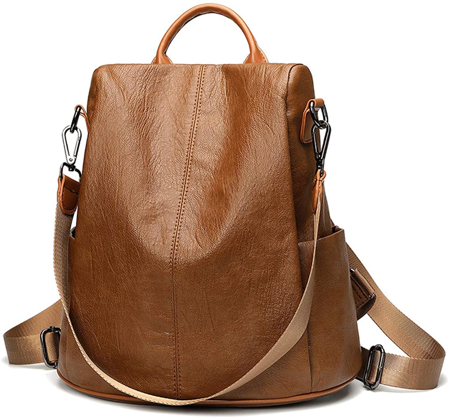 Price:$30.99    Fudail Anti Theft Backpack PU Leather Casual Shoulder Bags for School College Work Business(804 Brown)  Clothing
