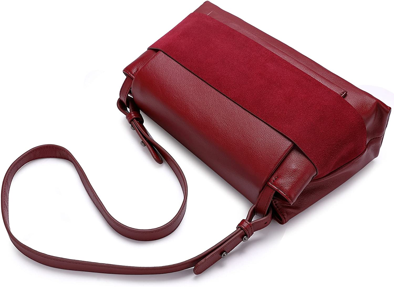 Price:$18.99 Calfskin Handbags for Women on Sale Clearance Small Genuine Leather Shoulder Crossbody Bags (Burgundy 1-Suede)  Handbags   