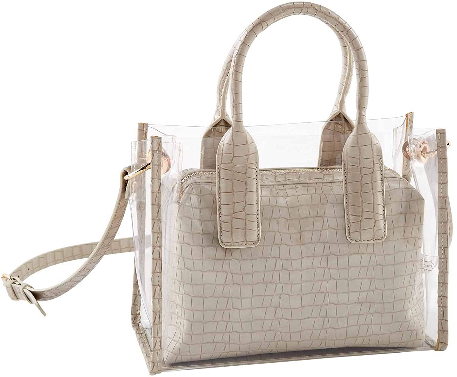Price:$70.00    Mud Pie Women's Clear Purse, Taupe, 8.75" x 11.5" x 5.5"  Clothing