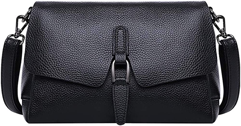 Price:$33.99 leather shoulder bags purse for women soft full grain leather lady crossbody bag handbag (black)  Handbags   