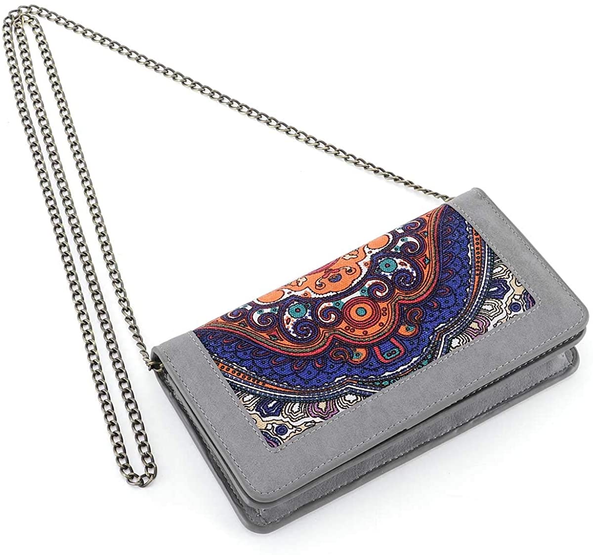 Price:$15.89    Women's Large Wallet Small Canvas Crossbody Bag Shoulder Cell Phone Pruse Handbag with Chain (Gray)  Clothing