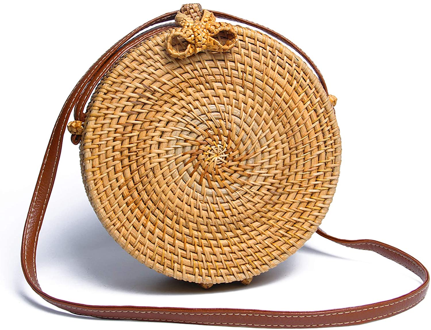 Price:$22.89 Lanpet Women Round Rattan Bag Straw Cross body Bags Handwoven Beach Bohemian Shoulder Purse  Handbags   