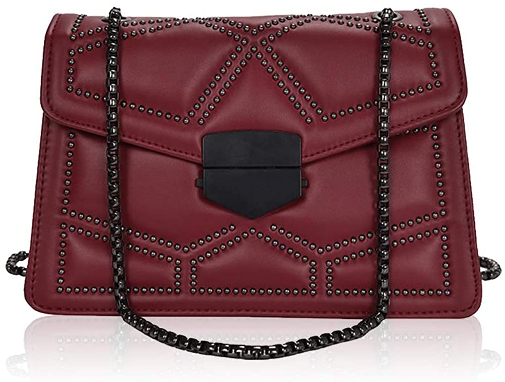 Price:$19.99    MICKORS Women Small Crossbody Handbags Purses with Rivet Fashion Satchel PU Leather Shoulder Bags (Red)  Clothing