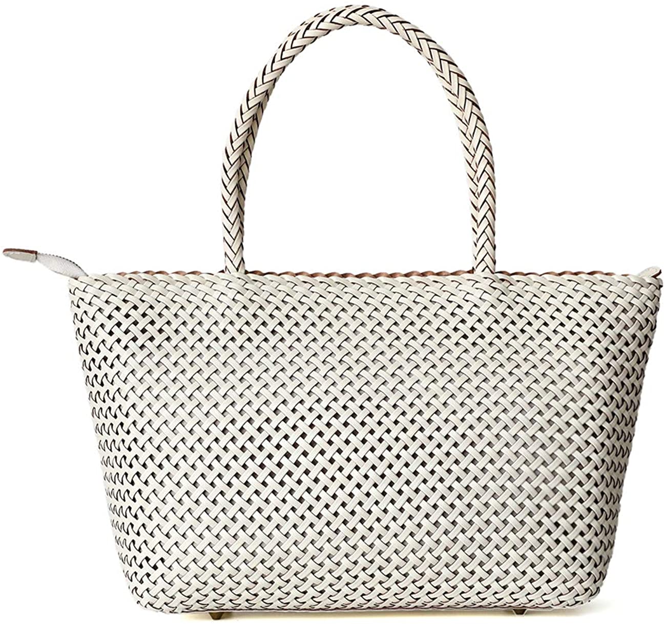Price:$109.99 SuuSnn Fashion Shoulder Bag Braided Woven Genuine Large Leather Handbag (Small, White)  Handbags   