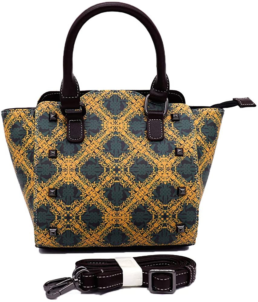 Price:$39.98 VividHome Lady Handbags Retro Pattern Rivet PU Leather Tote Bag Shoulder Bag Purse  Handbags   