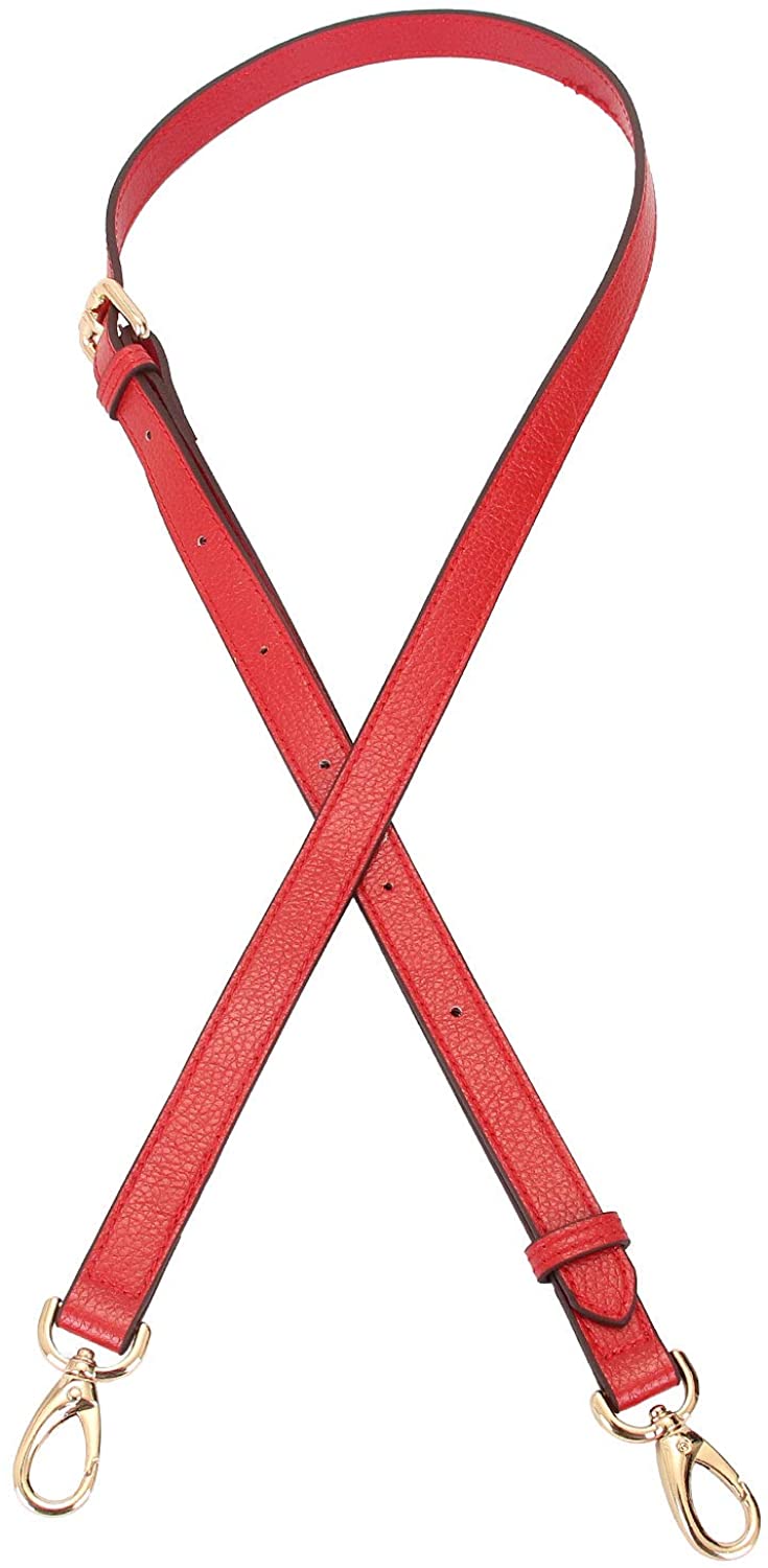 Price:$20.99 LIVE UP Red Advanced Microfiber Adjustable Replacement Cross Body Purse Shoulder Strap Handbag Bag Wallet, 2/3” Width, Adjustable Length 43”-51”, Brass Tone (Gold Tone) Hardware Buckles  Handbags   