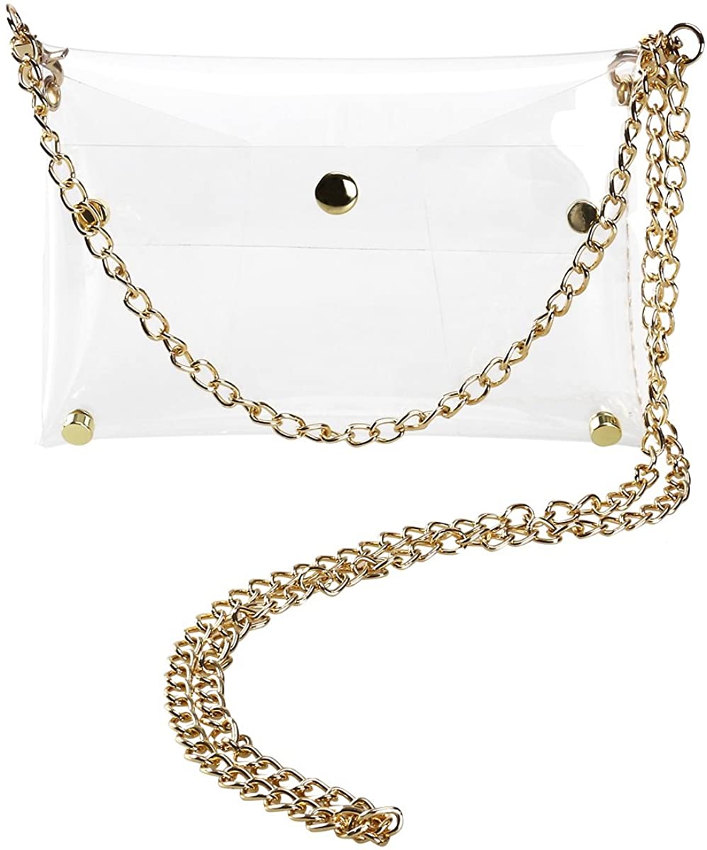 Price:$9.69 PVC Clear Shoulder Bag Crossbody Bag with Chain Strap Handbag for Women Girls  Handbags   
