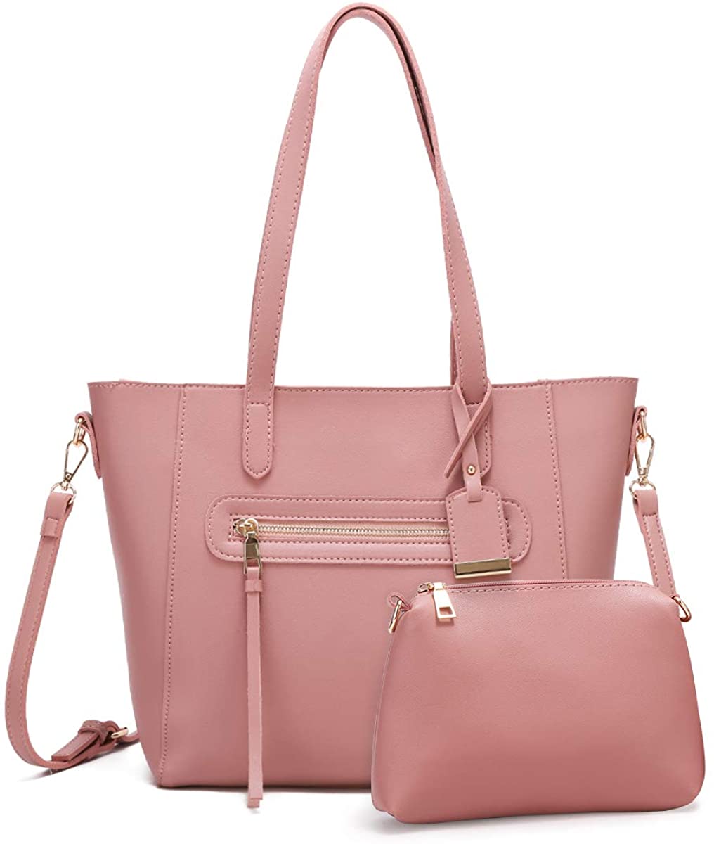 Price:$49.99 PU Leather Purses and Handbags Work Zip Tote Bag Large-Capacity Shoulder Bag Satchel for Women (893-D.Pink)  Handbags   