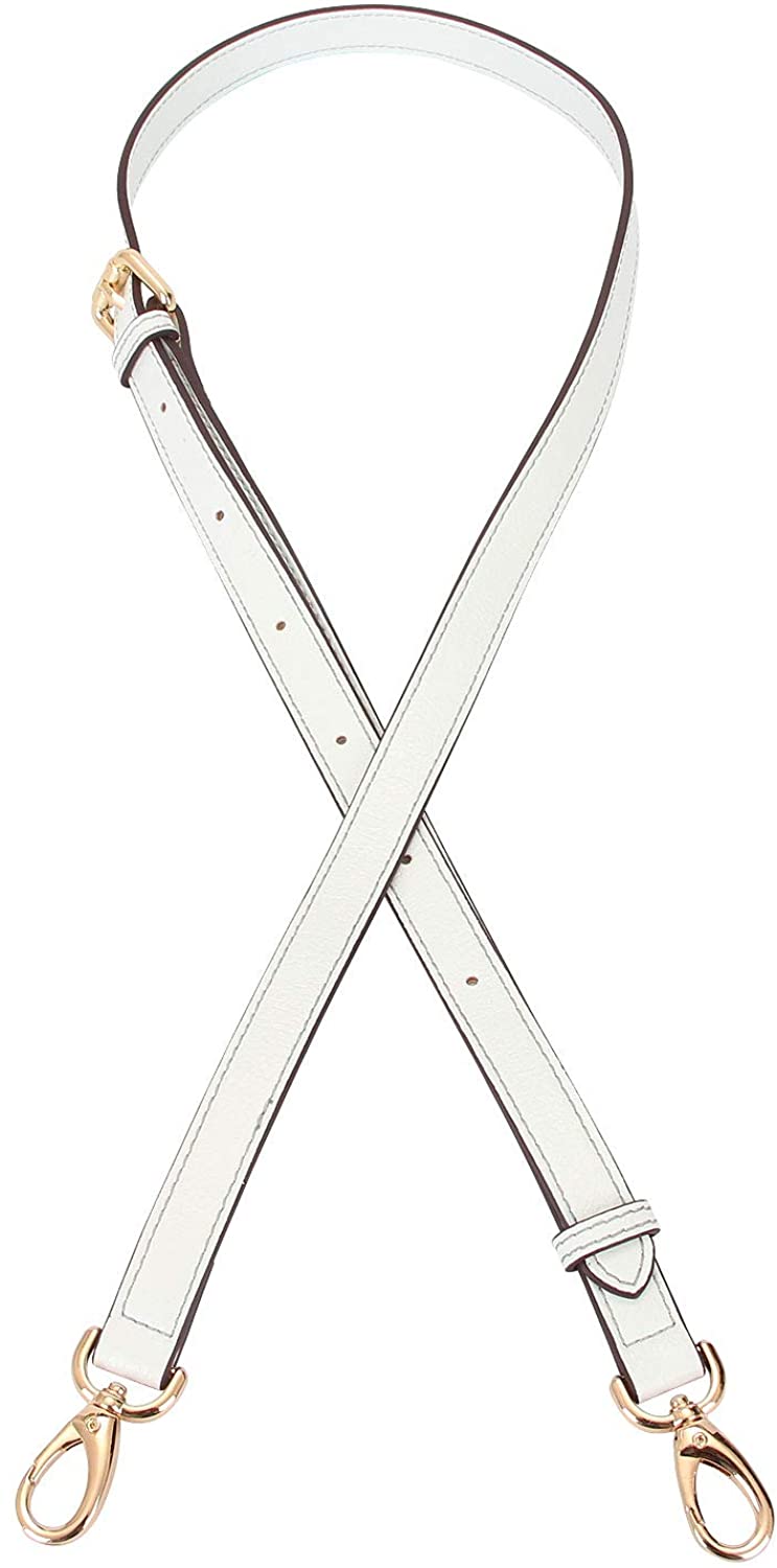 Price:$20.99 LIVE UP White Advanced Microfiber Adjustable Replacement Cross Body Purse Shoulder Strap Handbag Bag Wallet, 2/3” Width, Adjustable Length 43”-51”, Brass Tone (Gold Tone) Hardware Buckles  Handbags   