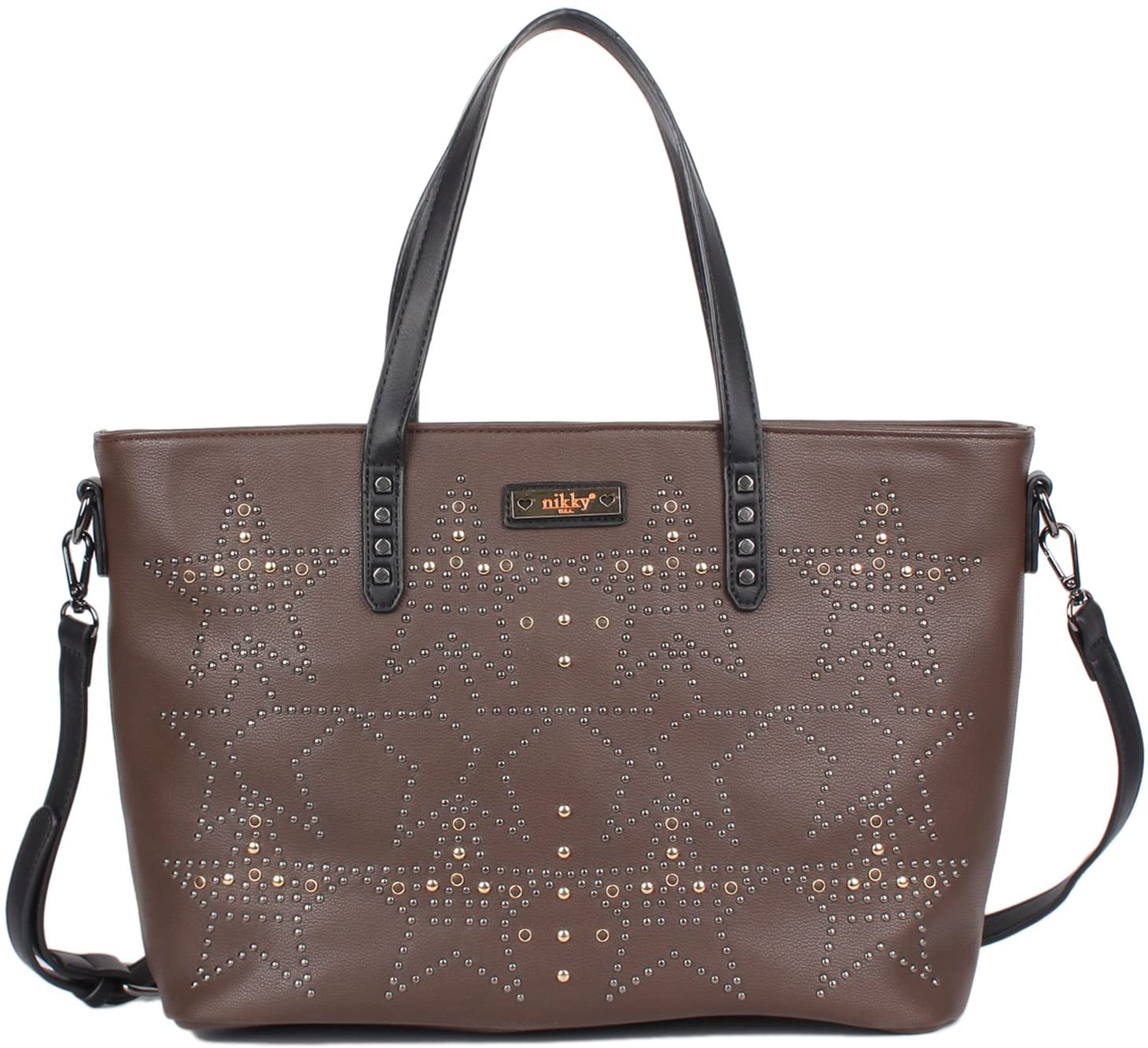 Price:$29.61    Nikky Women's [chocolate] Tote Bag, Studded Stars Embellishment Design, One Size  Clothing