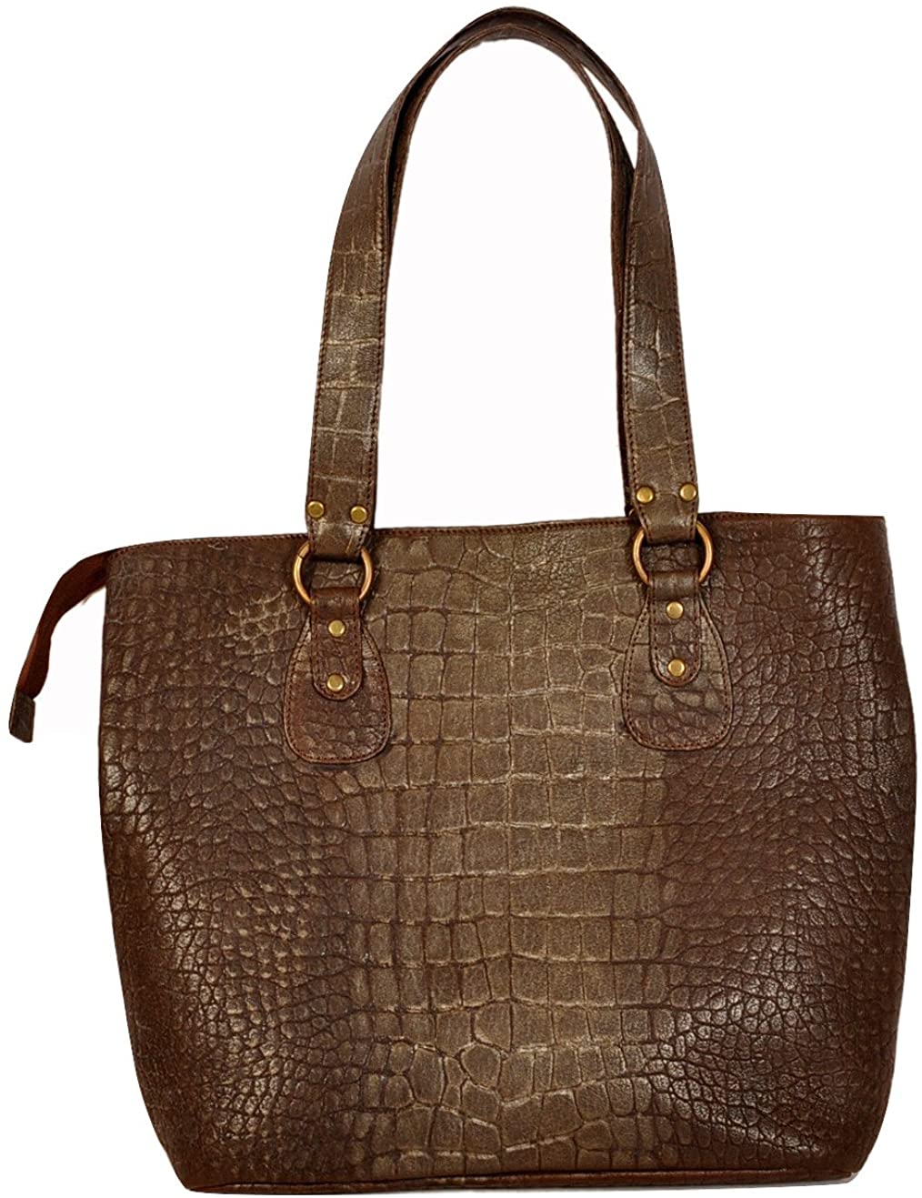 Price:$106.00 Crocodile Style 100% Pure Leather Ladies Handbag | Women Washed Leather Bag | Soft Leather Shoulder Handbags  Handbags   