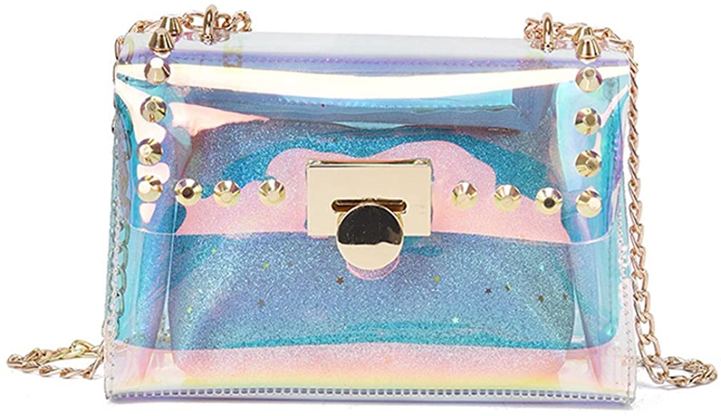 Price:$17.99 Marchome Holographic Rivet Purse Cross Body Bag Shoulder Bag with Small Shiny Star Bag, Hologram, Medium  Handbags   