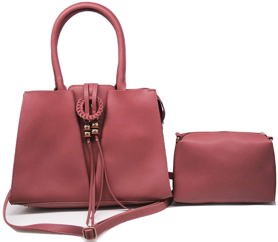 Price:$18.99    Cayla Women's Tassel PU Leather Shoulder Top-handle Crossbody Bag Satchel Tote Purse Handbag-Dark Pink  Clothing