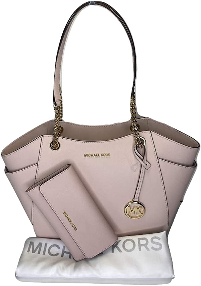Price:$385.00    MICHAEL Michael Kors Jet Set Travel Large Chain Shoulder Tote bundled with Michael Kors Jet Set Travel Trifold Wallet and Michael Kors Dust Bag (Blossom 2020)  Clothing