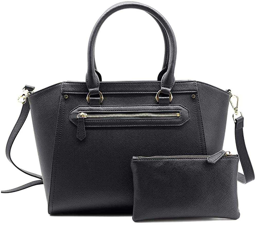 Price:$69.99    HYRISON Women's Leather Handbags Shoulder Crossbody Satchel Top Handles Bag comes with a Zip Purse (Black)  Clothing