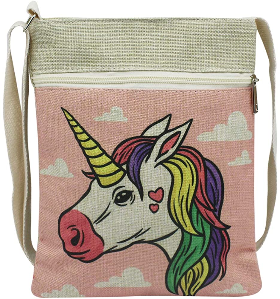 Price:$11.99    Bags us Women Girls Canvas Crossbody Bag 3D Unicorn Design Messenger Shoulder Bag Wallet Purse Cell Phone Pouch  Clothing