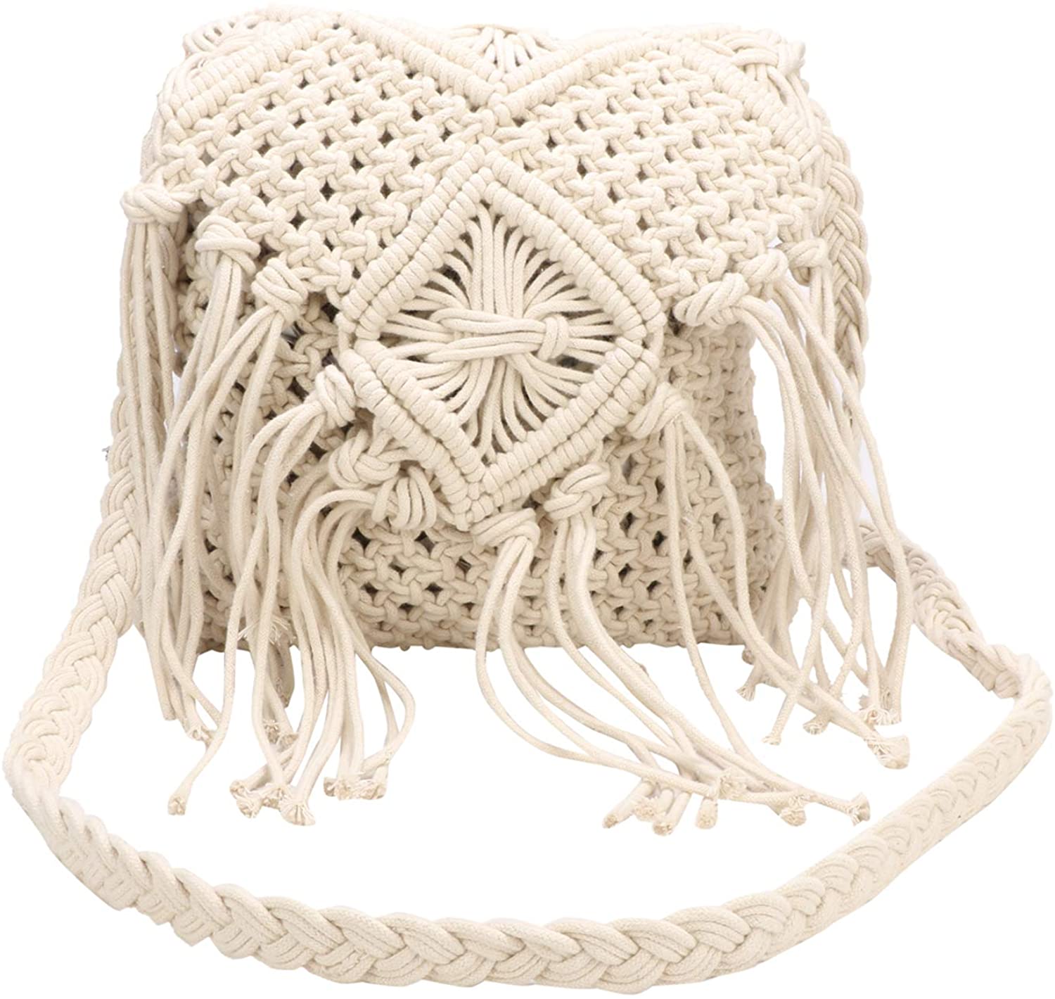 Price:$24.99 Suman Enterprises Shoulder Bag with Tassel Hand Braided Macrame Cross-body Bag for Women & Girls  Handbags   