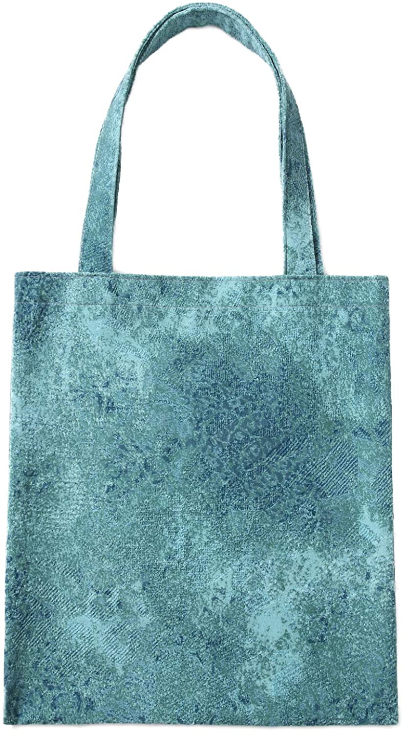 Price:$12.99 Flocking fabric tote bag, women's one - shoulder tote bag with large capacity（Sea blue broken pattern）  Handbags   