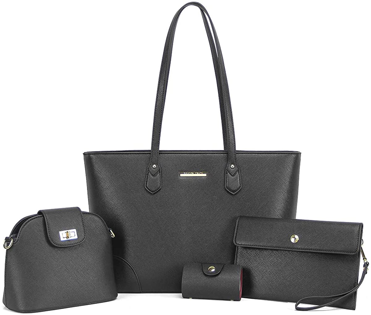 Price:$38.99    CHANRS KEATN Handbags for Women Fashion Tote Shoulder Bags Top Satchel Purses 4pcs Handbag Set (Black 2)  Clothing