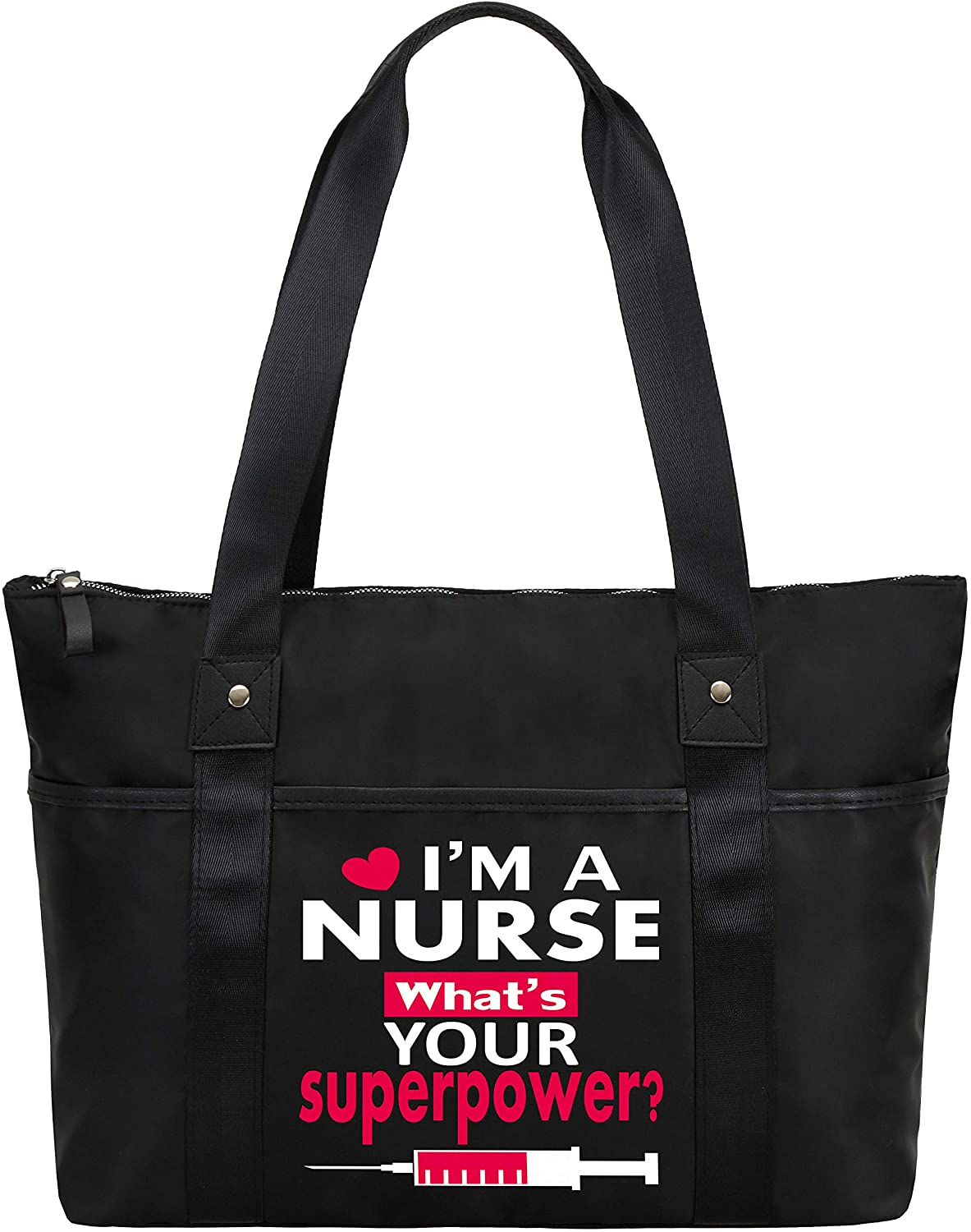 Price:$19.96    S.CHU Women's Nurse. Super Power? Handbag Waterproof Tote Shoulder Bag Black  Clothing
