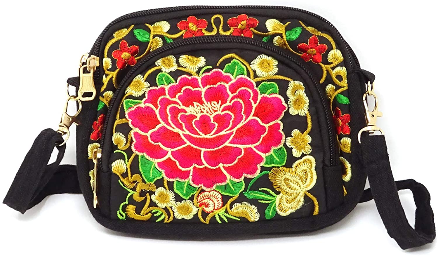 Price:$8.95 Honbay Yunnan Ethnic Style Handmade Embroidered Crossbody Bag Mini Canvas Shoulder Bag for Women and Girls  Handbags   
