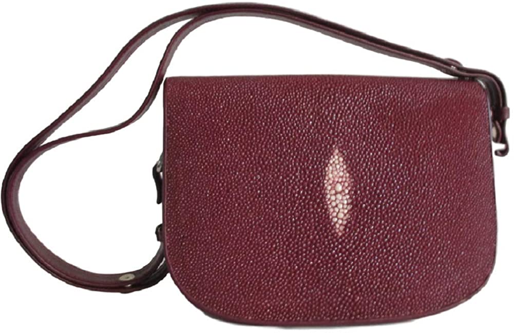 Price:$159.95 Drumsurn Imports Genuine Stingray Leather Large Saddlebag Style Handbag, Burgundy  Handbags   
