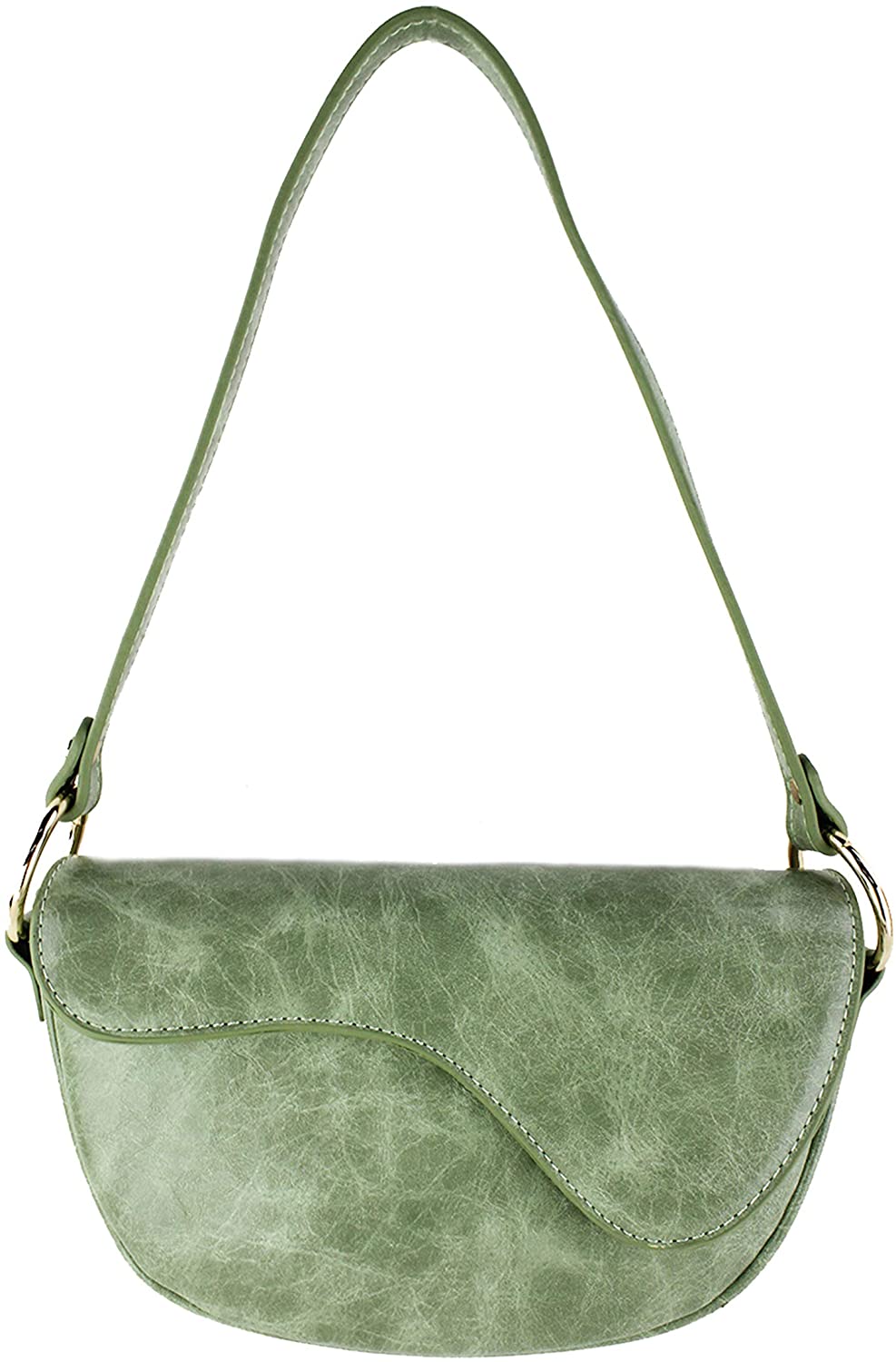 Price:$38.00 Mini '90s Inspired Shoulder Bag With Slanted Flap (Matcha)  Handbags   