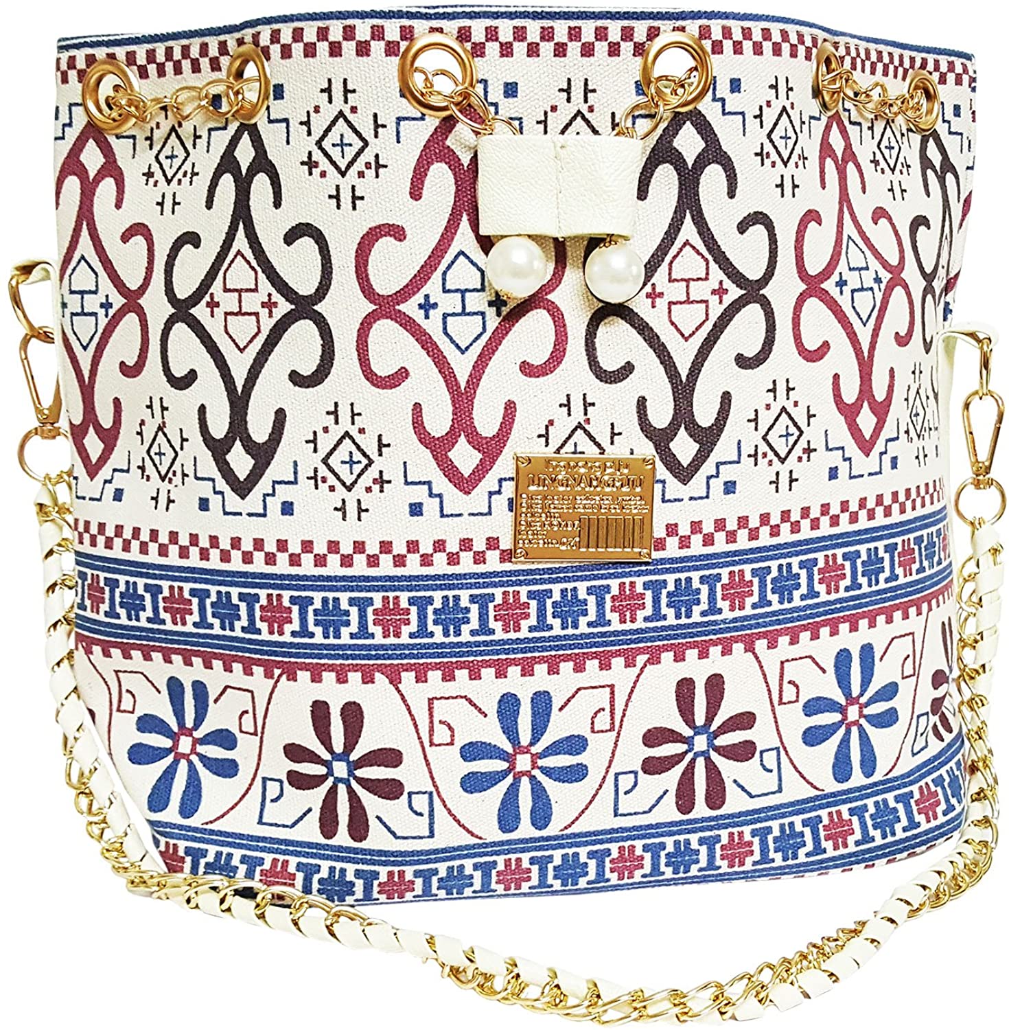 Price:$26.00 Mehrunnisa Modern Canvas Drawstring Bucket Bag For Girls (BAG1408)  Handbags   