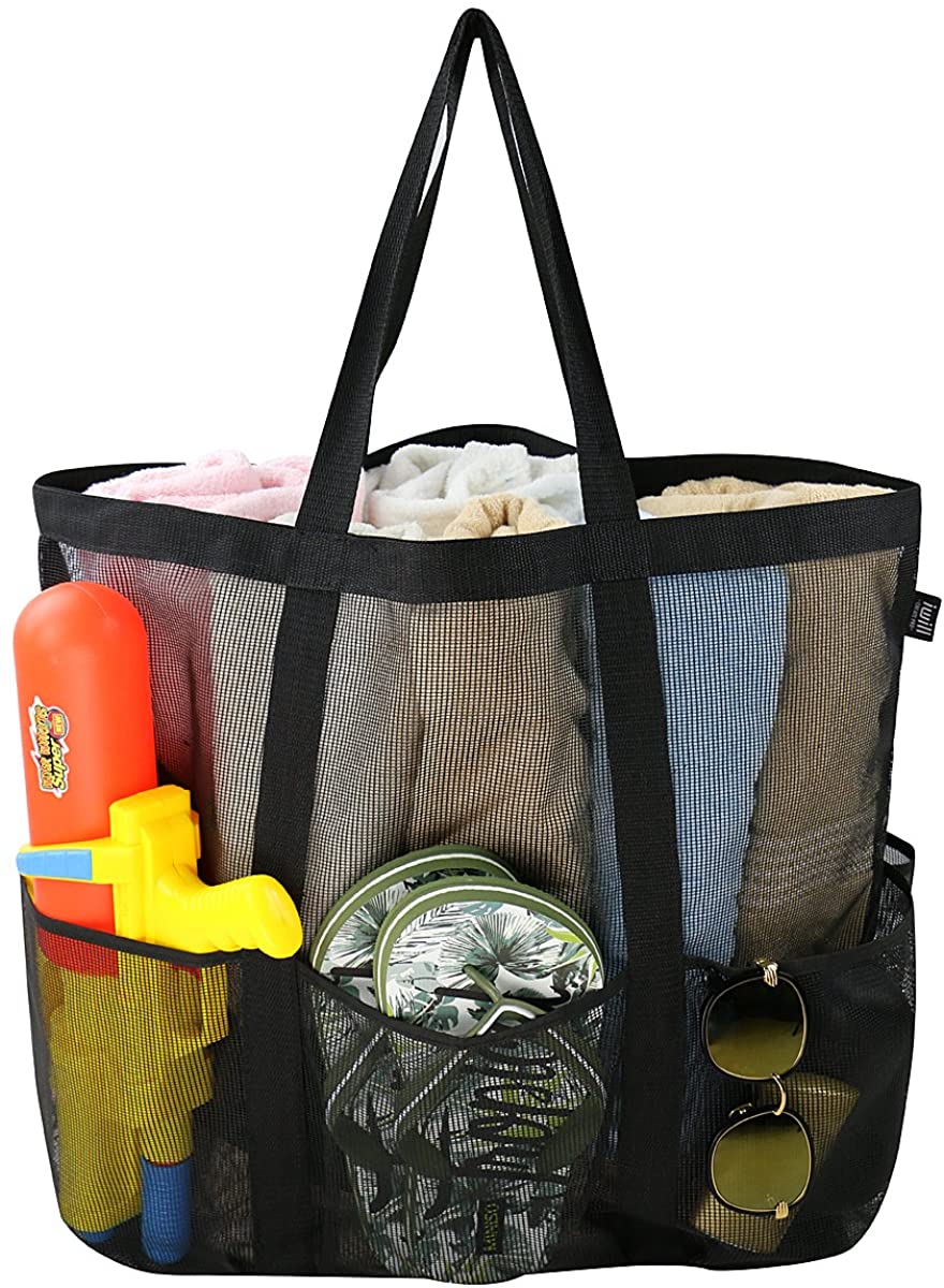 Price:$12.99    iwill CREATE PRO Large Mesh Beach Tote Bag, Shopping Shoulder Bag, Black  Clothing